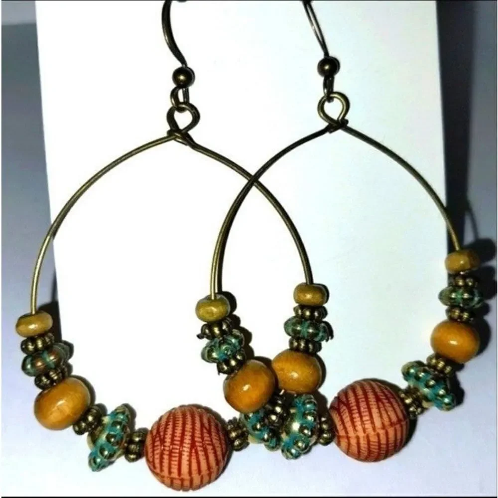 Vintage hoop dangle Boho earrings